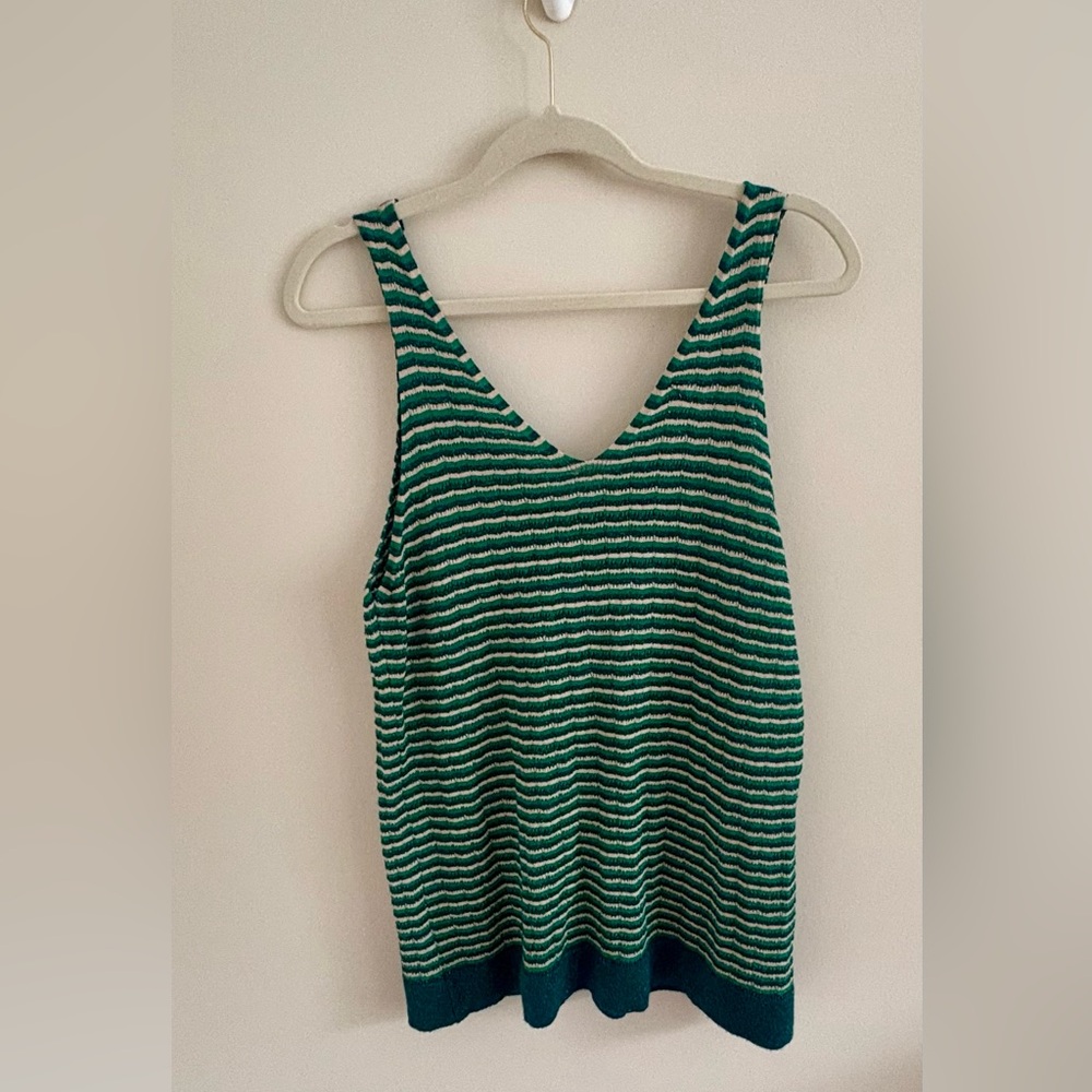 Promod Green Ribbed Sleeveless Tank Top